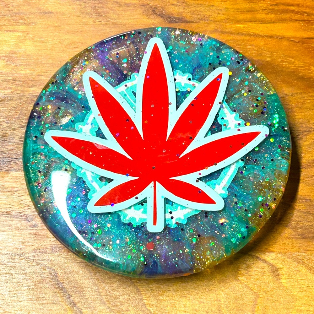 Red Leaf Resin Art Disc Golf Mini